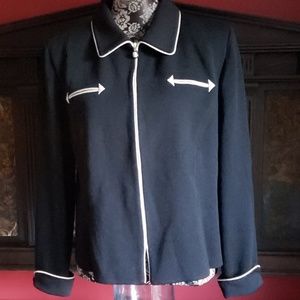 St John Collection Marie Gray Black Knit Jacket 16